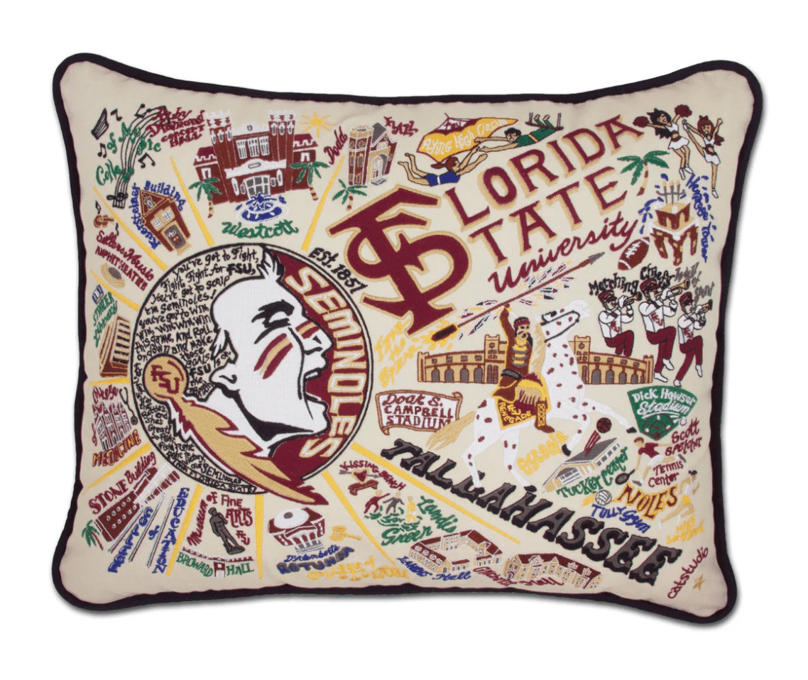 Florida State University Collegiate Embroidered Pillow - Veranda Cafe & Mercantile