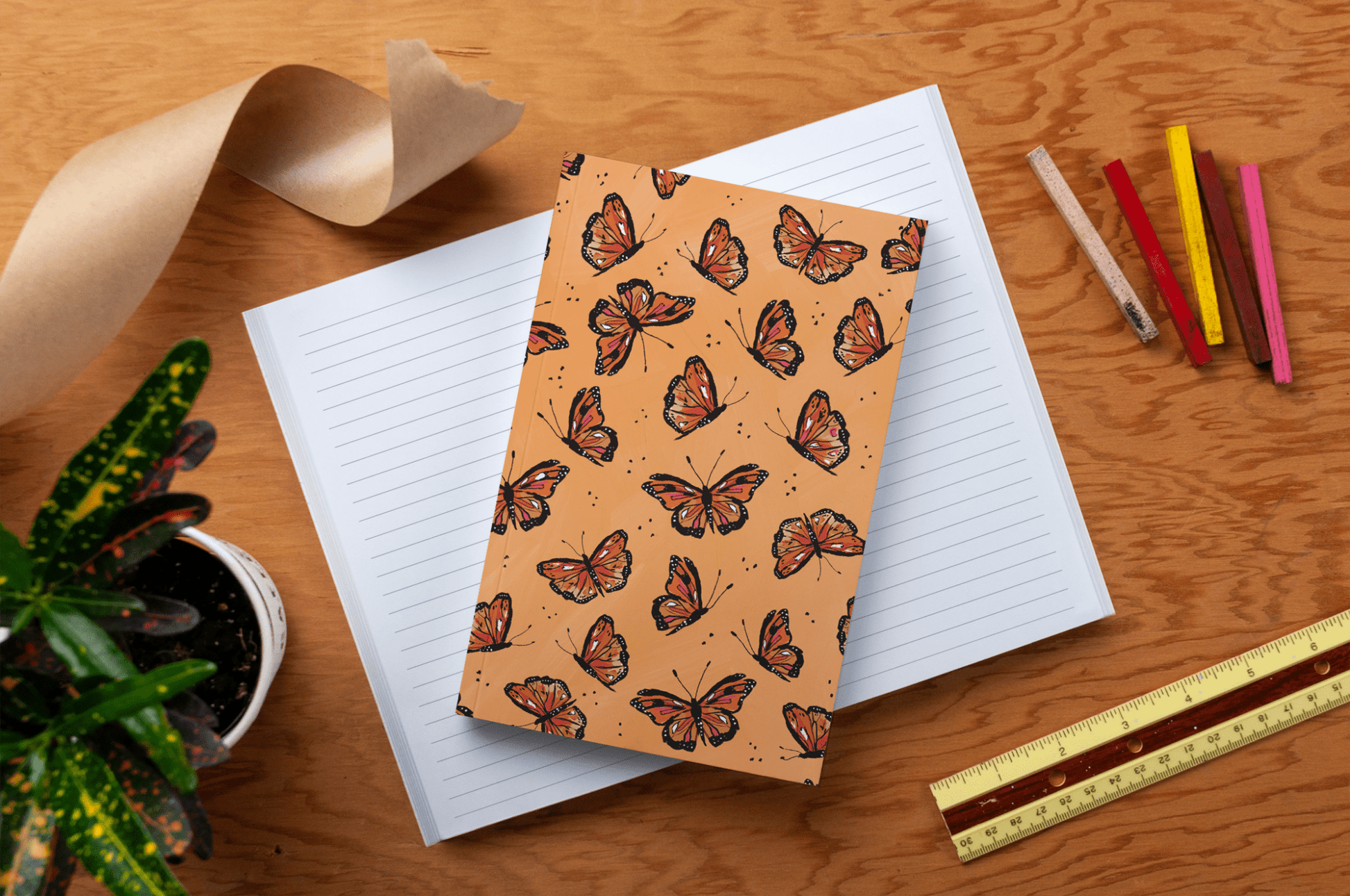 Flying Monarch Layflat Journal Notebook - Veranda Cafe & Mercantile