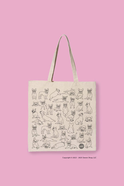 French Bulldog Frenchie Canvas Tote Bag for Dog Lovers Gift - Veranda Cafe & Mercantile
