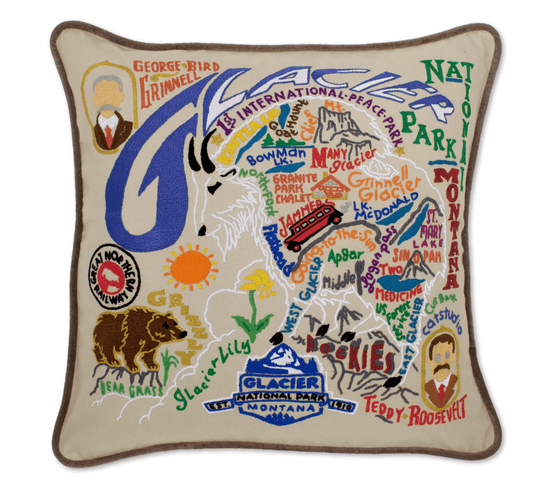 Glacier Park Hand - Embroidered Pillow - Veranda Cafe & Mercantile