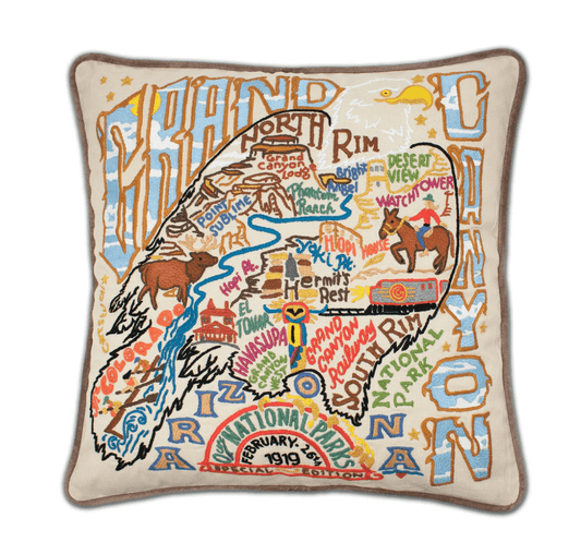 Grand Canyon Hand - Embroidered Pillow - Veranda Cafe & Mercantile