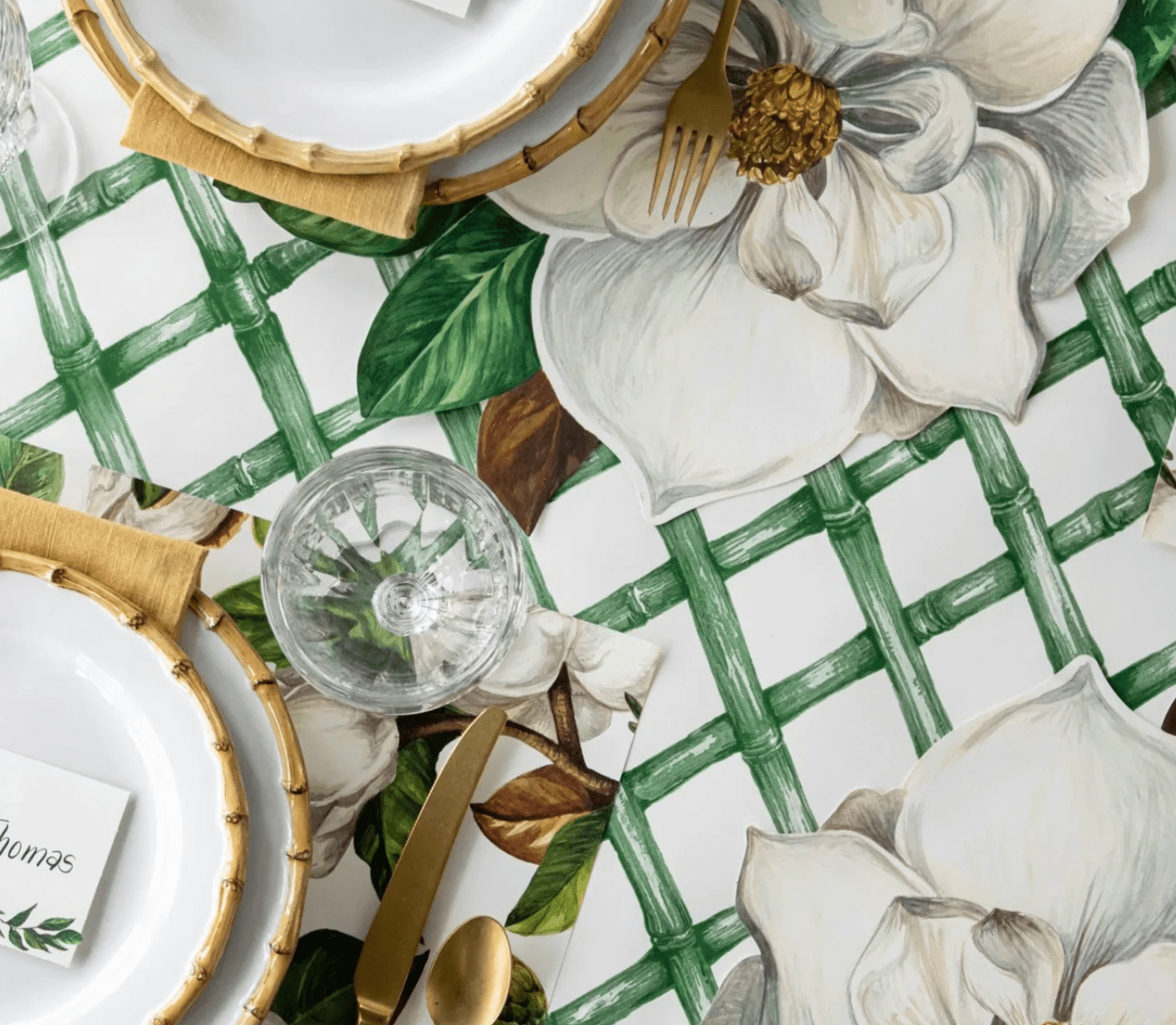 Green Lattice Runner - Veranda Cafe & Mercantile