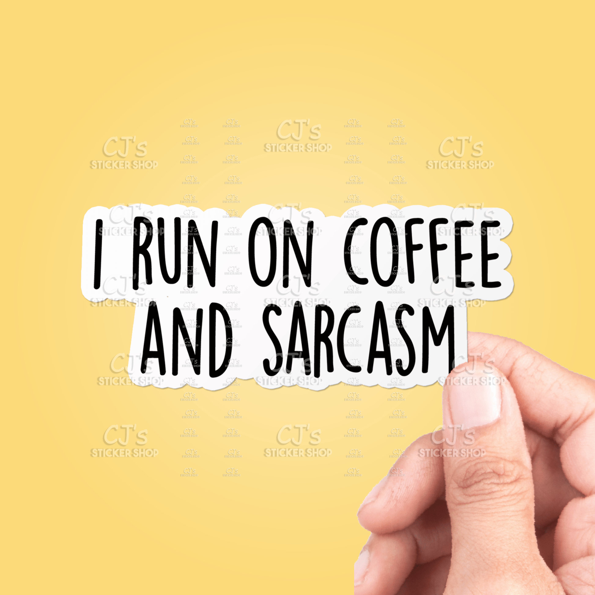 I Run On Coffee And Sarcasm Sticker Vinyl Decal - Veranda Cafe & Mercantile