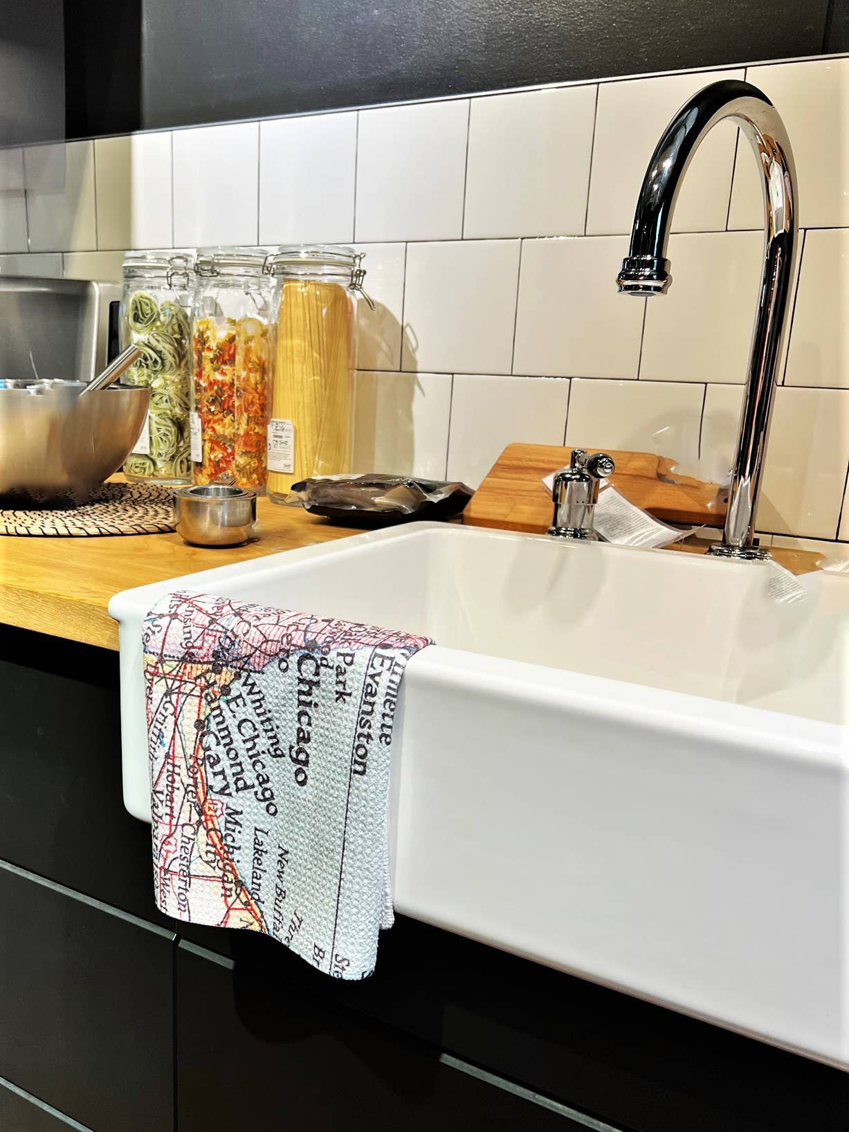 Lake Travis Texas Map Waffle Weave Kitchen Towel - Veranda Cafe & Mercantile