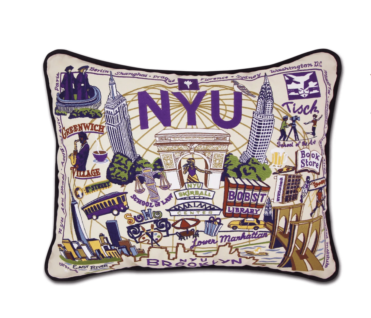 New York University (NYU) Embroidered Pillow - Veranda Cafe & Mercantile
