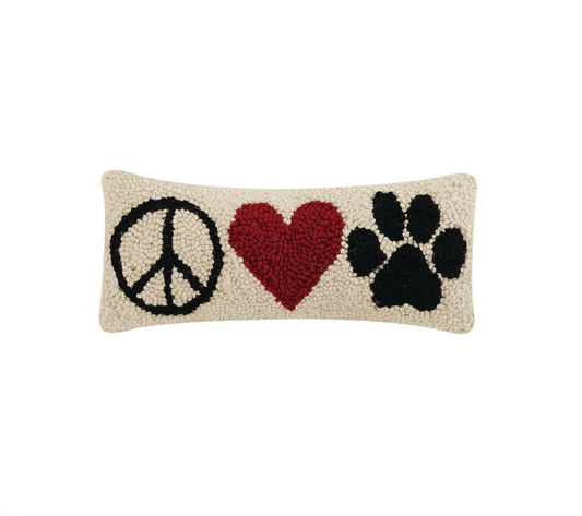 Peace Heart Paw Hook Pillow - Veranda Cafe & Mercantile
