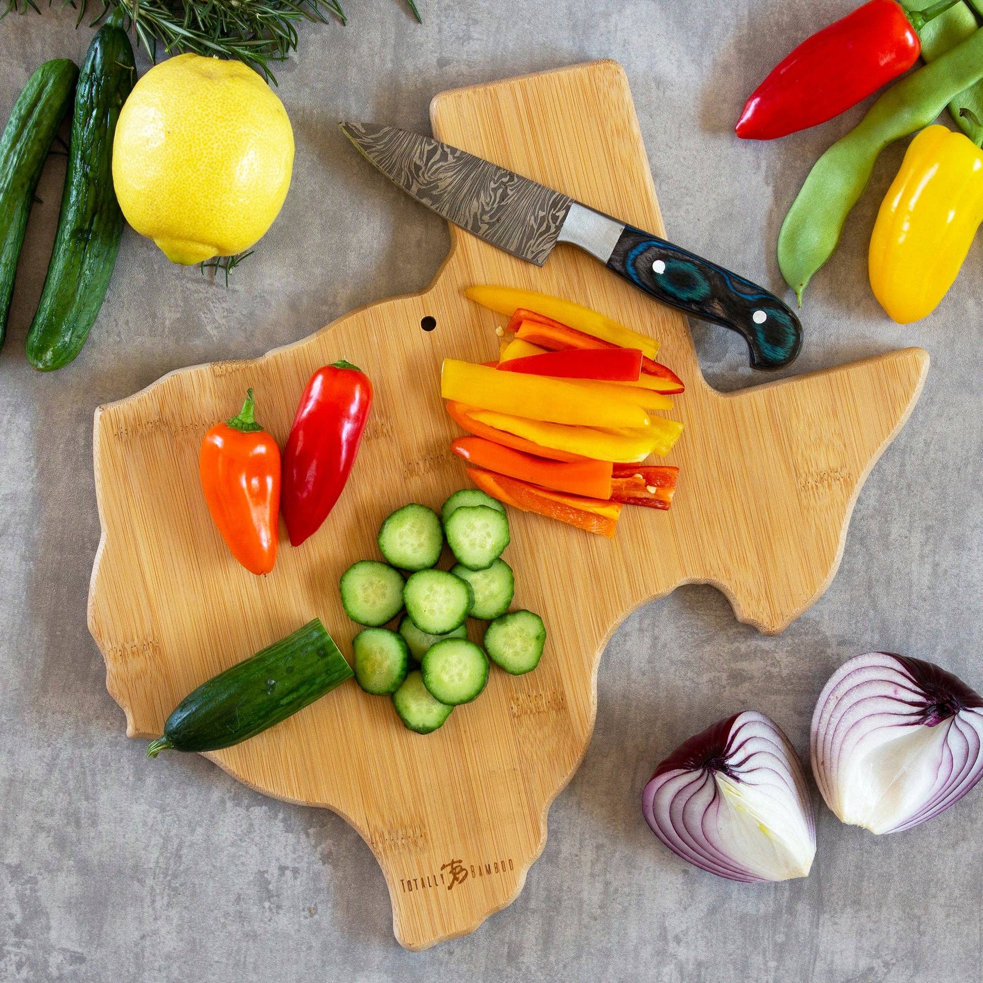 Texas Cutting Board with Artwork by Fish Kiss™ - Veranda Cafe & Mercantile
