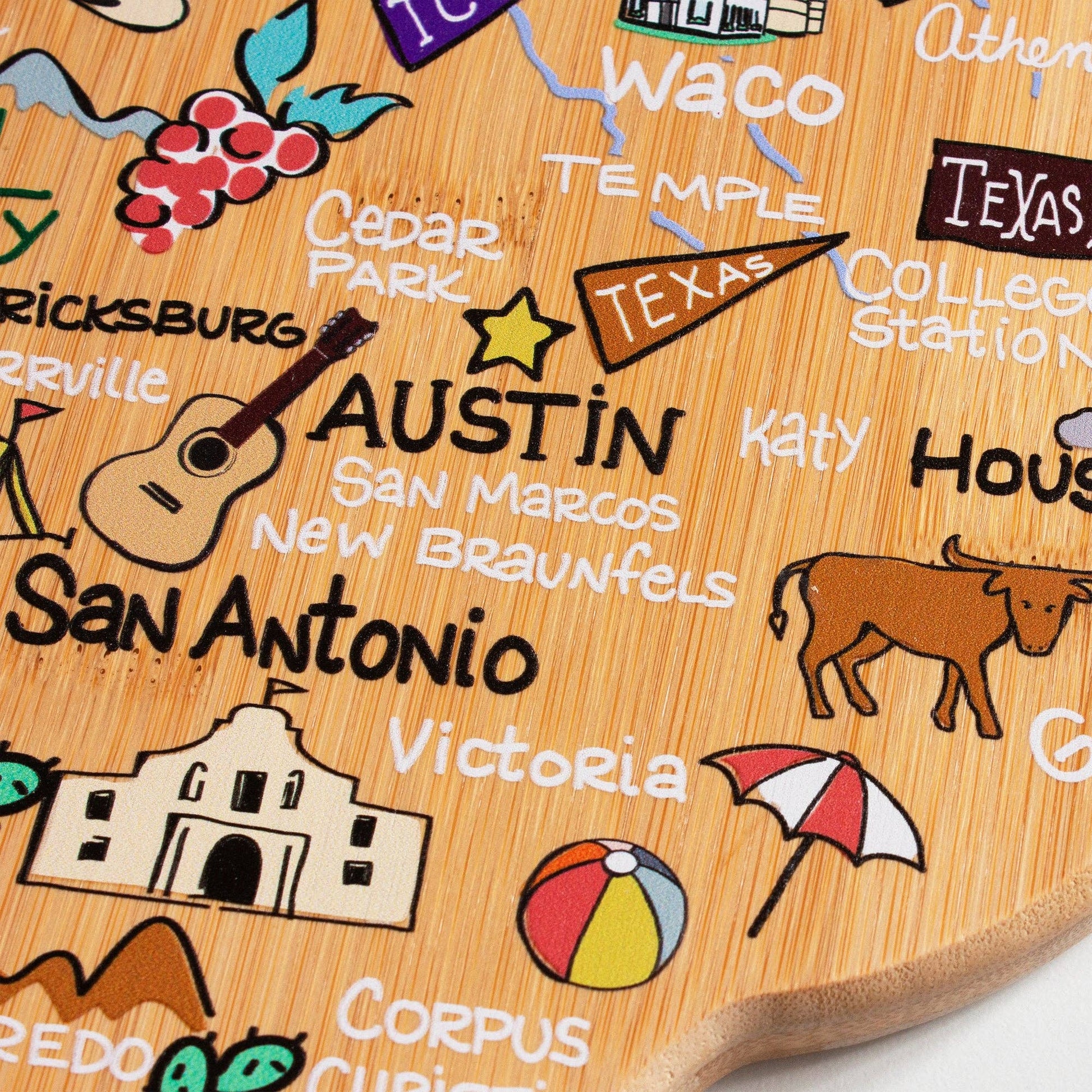Texas Cutting Board with Artwork by Fish Kiss™ - Veranda Cafe & Mercantile