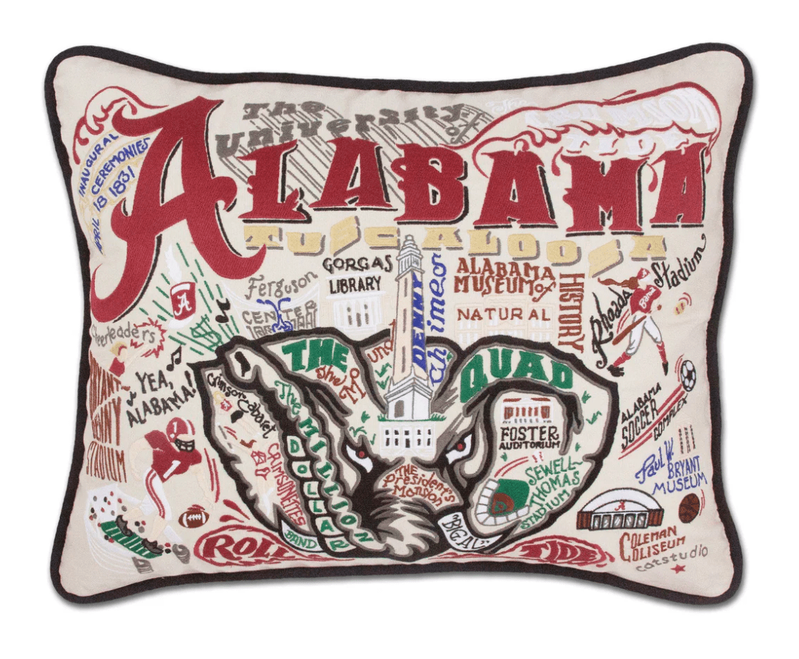 University of Alabama Embroidered Pillow - Veranda Cafe & Mercantile