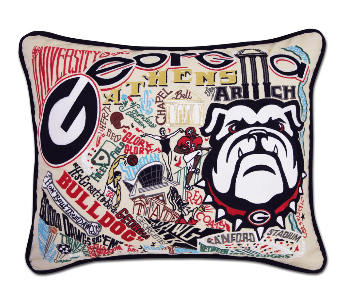 University of Georgia Embroidered Pillow - Veranda Cafe & Mercantile