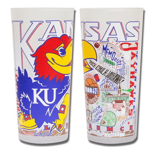 University of Kansas Drinking Glass Set - Veranda Cafe & Mercantile