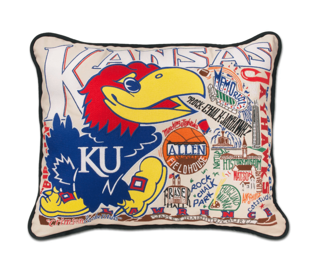 University of Kansas Embroidered Pillow - Veranda Cafe & Mercantile