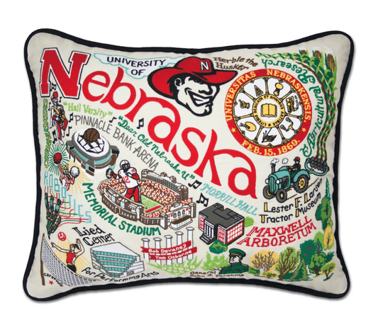 University of Nebraska Embroidered Pillow - Veranda Cafe & Mercantile