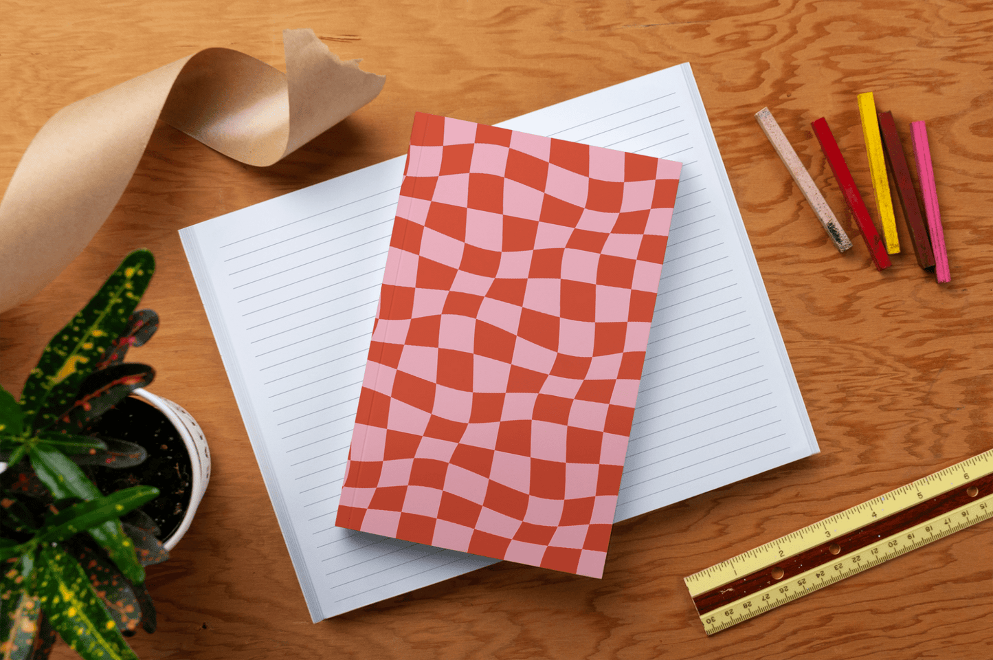 Wonky Checkers Classic Layflat Journal Notebook - Veranda Cafe & Mercantile