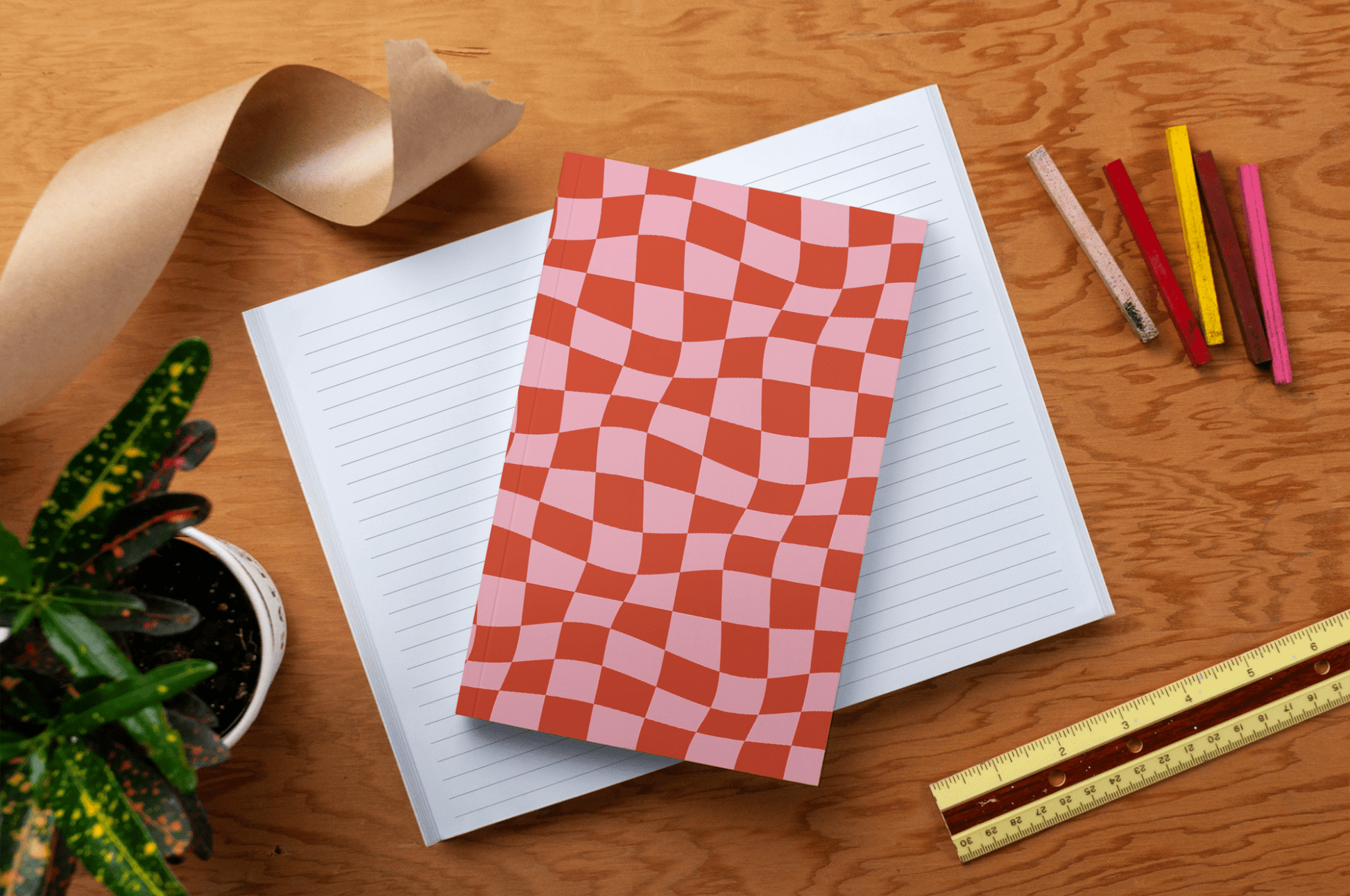 Wonky Checkers Classic Layflat Journal Notebook - Veranda Cafe & Mercantile