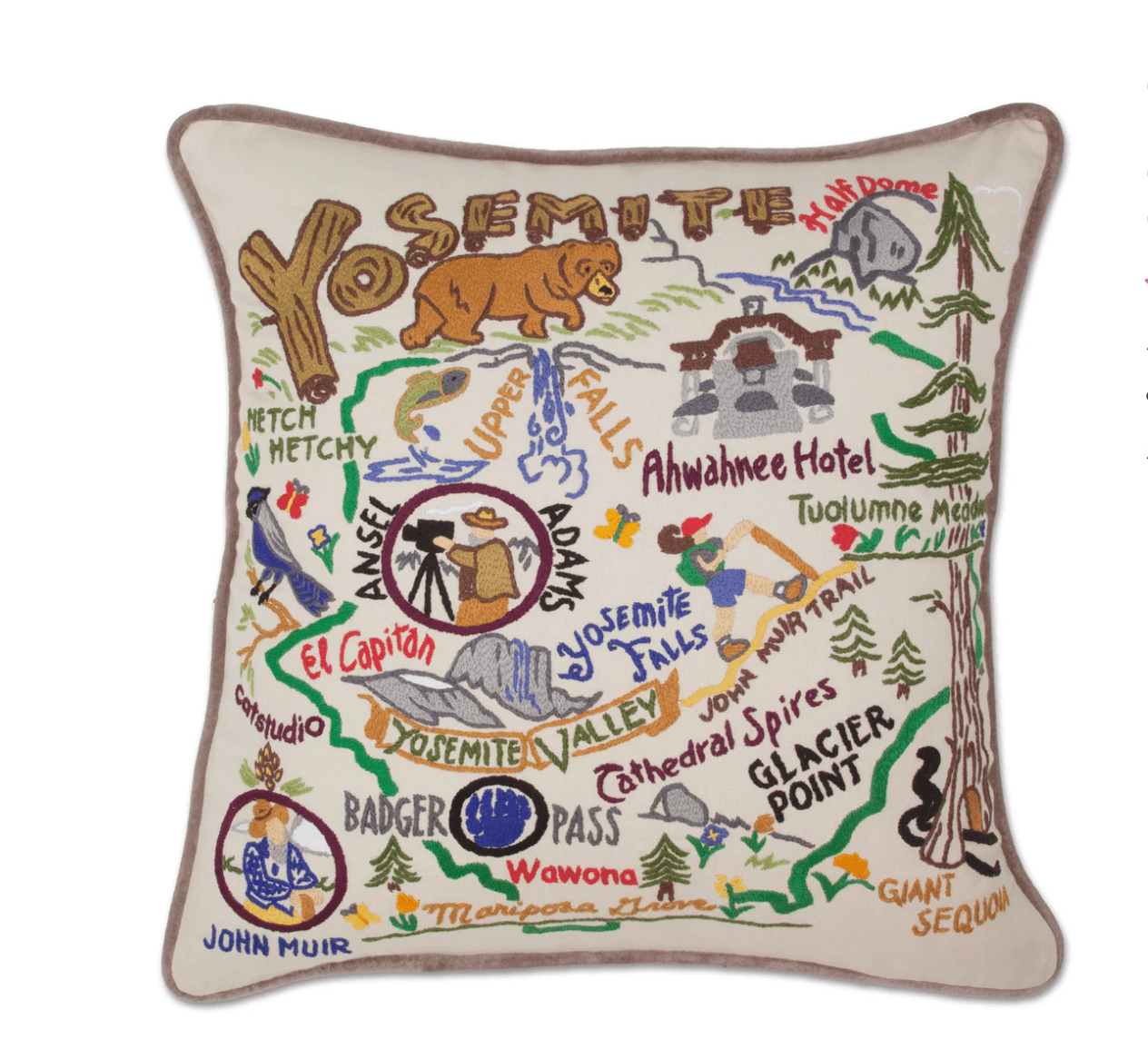 Yosemite Hand - Embroidered Pillow - Veranda Cafe & Mercantile